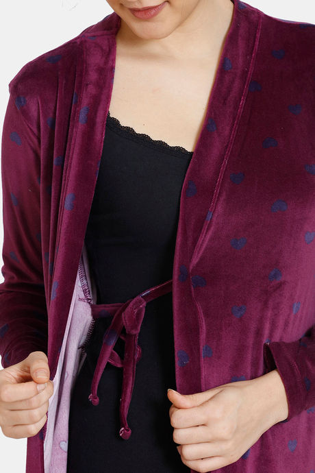 Zivame Supersoft Velour Knit Wrap Top - Potent Purple — image 6